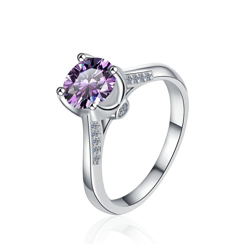 Damen Solitär ring mit strahlendem rosafarbenem Zirkonia und elegantem Besatz Shop Nory