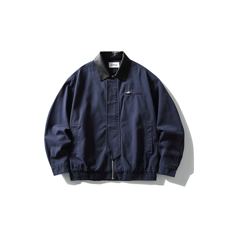Herren Boxy-Canvas-Blouson mit kontrastierendem Kunstlederkragen und elastischem Saum Shop Nory