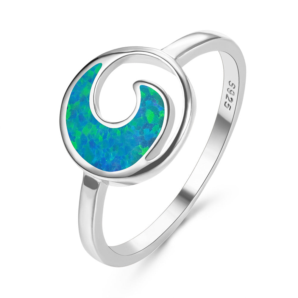 Damen Ring mit eleganter Spiralform und schimmerndem Opal Shop Nory
