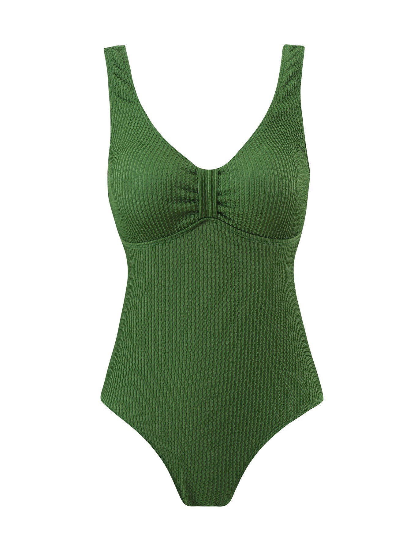 Damen Einteiliger Badeanzug mit raffinierten Rippstrick-Details