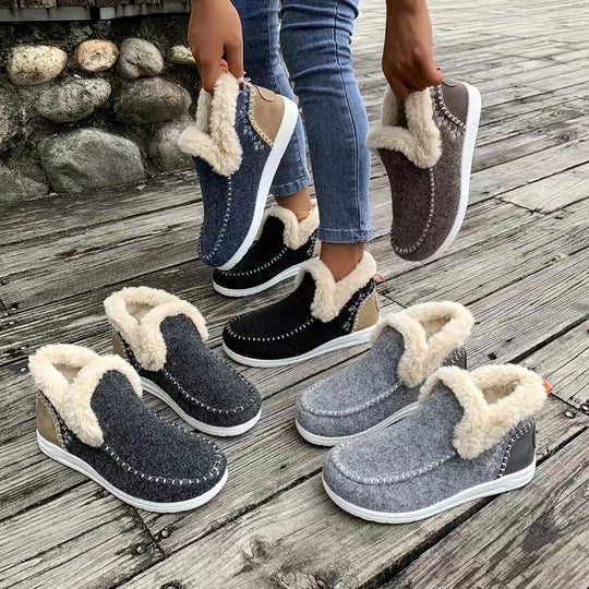 Damen Gefütterte Filz-Mules mit Teddyfutter und ergonomischer Gummisohle Shop Nory