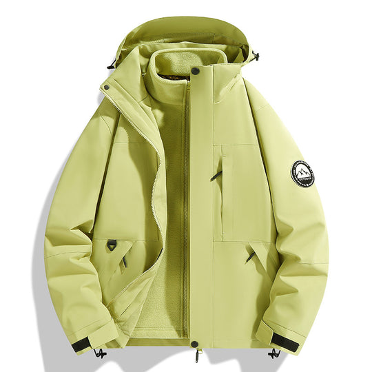 Damen zweilagige Softshell-Outdoorjacke mit herausnehmbarer Fleece-Innenjacke und Kapuze Shop Nory