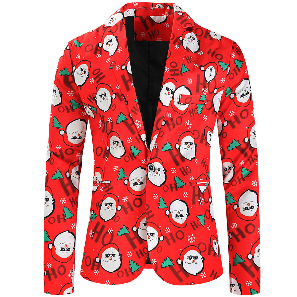 Damen Weihnachtliches Slim-Fit-Sakko mit Allover Rentier- und Tannenbaum-Print Shop Nory