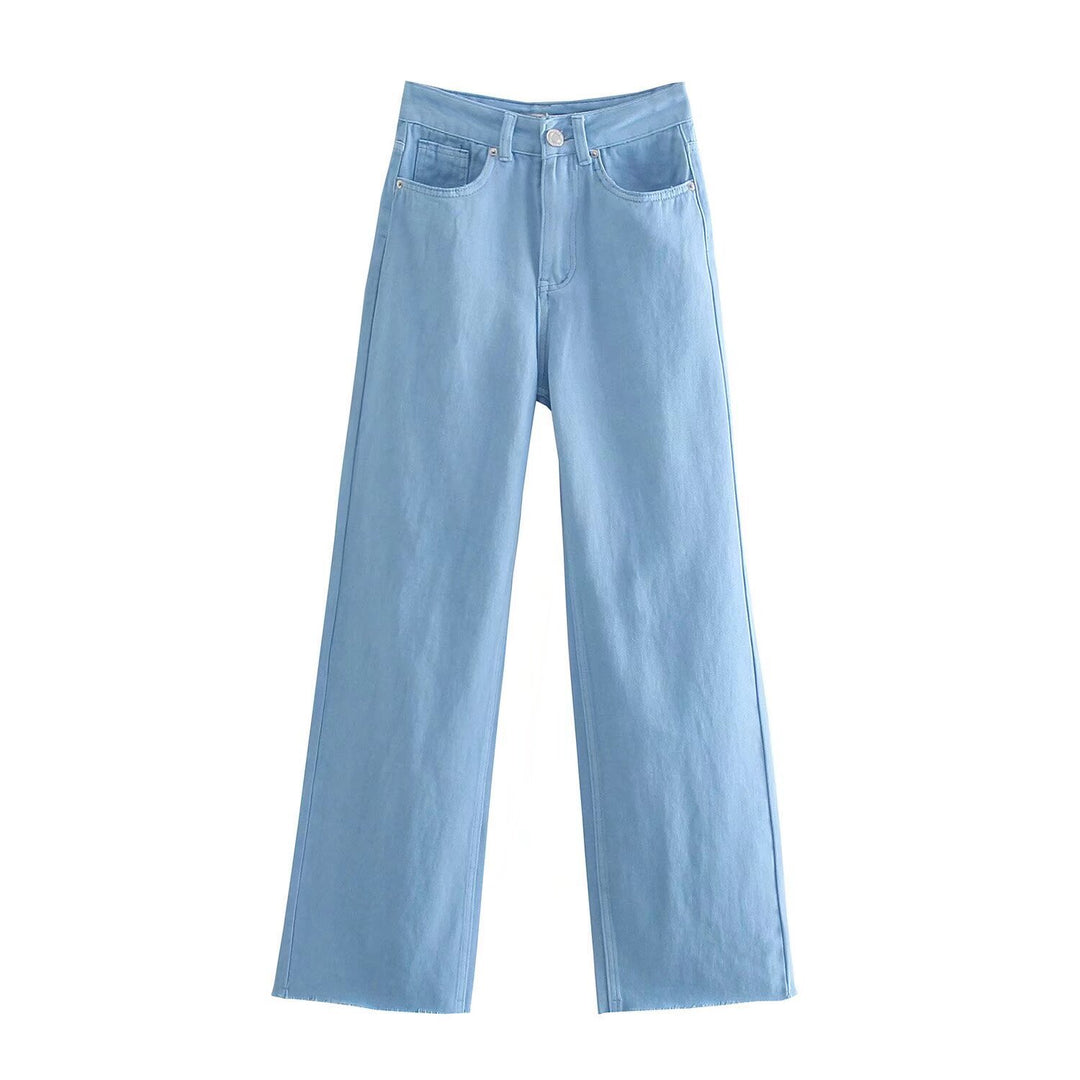 Damen Hochtaillierte weit geschnittene Jeans mit weitem Bein, hoher Taille und rohem Saum Shop Nory