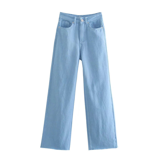 Damen Hochtaillierte weit geschnittene Jeans mit weitem Bein, hoher Taille und rohem Saum Shop Nory