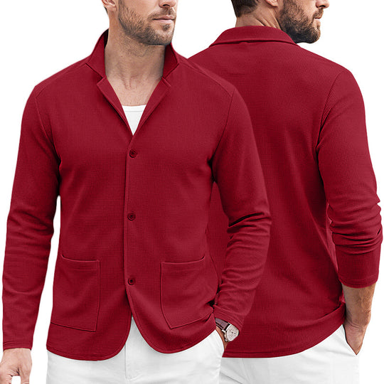 Herren Strickblazer-Cardigan mit Strukturstrick und aufgesetzten Taschen Shop Nory