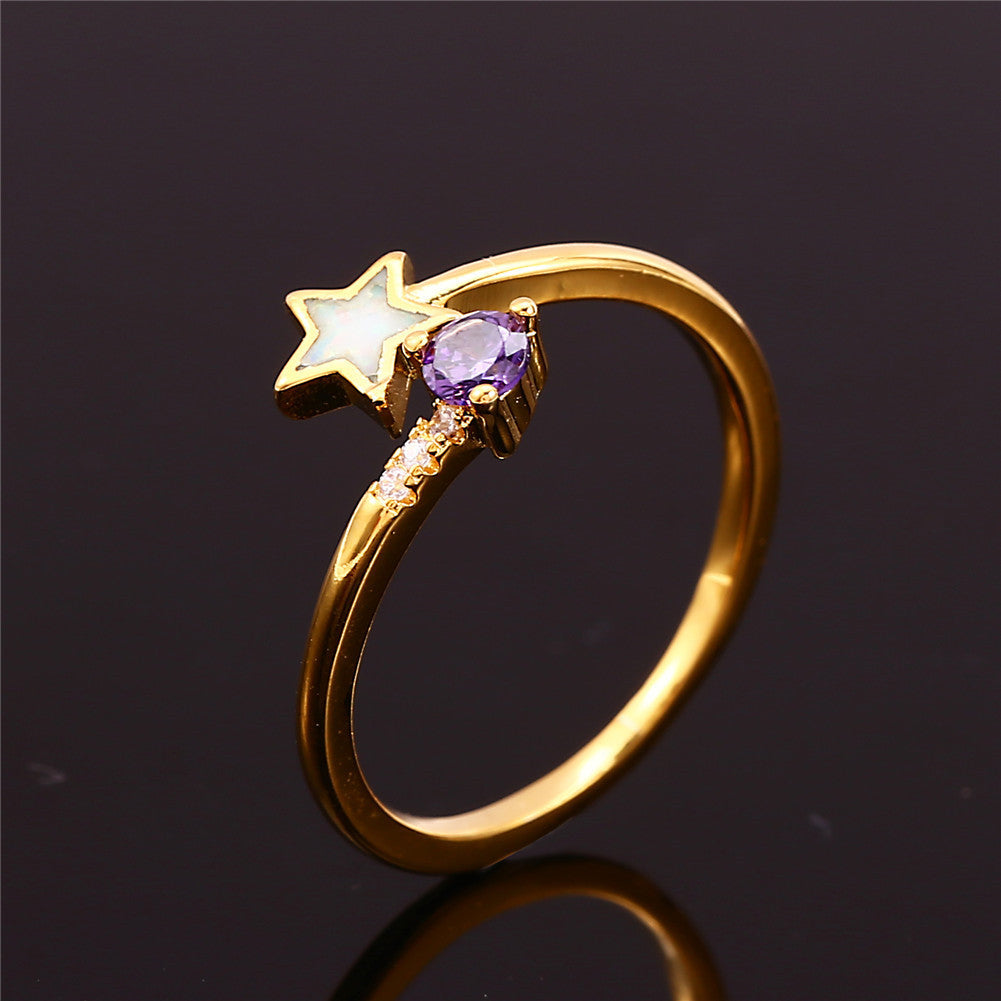 Damen Ring mit funkelndem Stern- und Amethystdesign Shop Nory