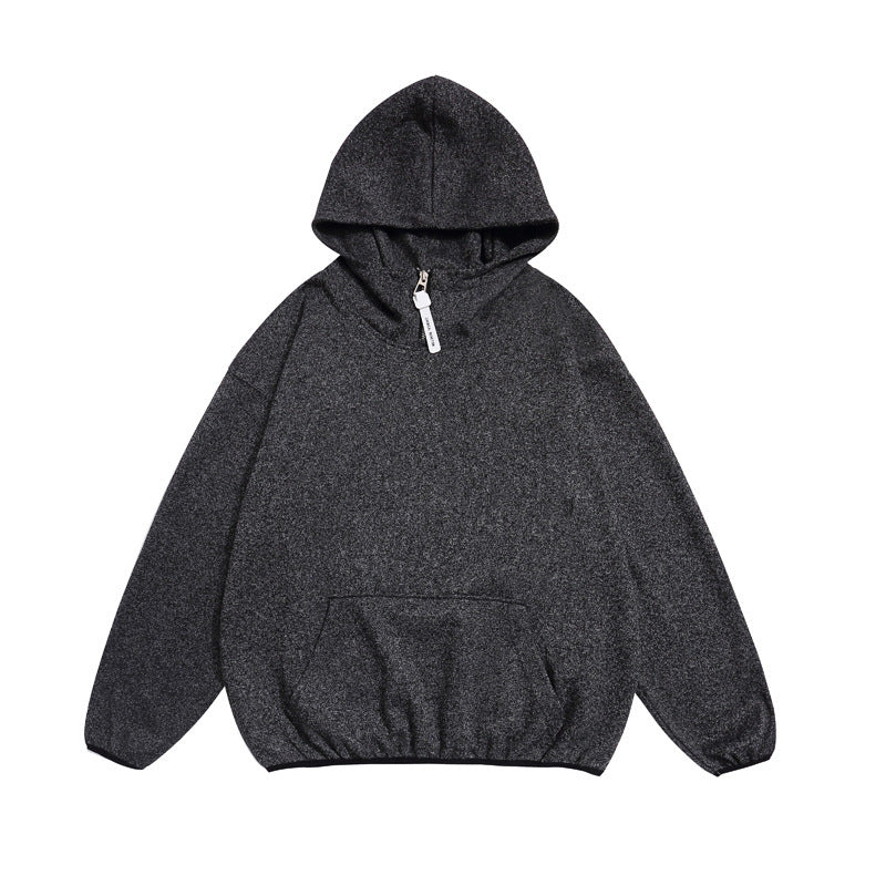 Unisex Kuscheliger Oversize-Kapuzenpullover mit elastischem Saum und halbem Reißverschluss Shop Nory