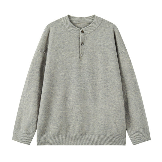 Herren Oversize-Strickpullover mit Henley-Kragen und Halbknopfleiste Shop Nory