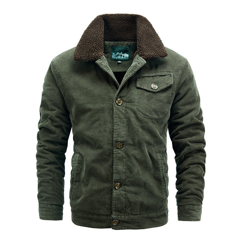 Herren Cord-Workerjacke mit Teddyfutter, Sherpa-Kragen und aufgesetzter Brusttasche Shop Nory