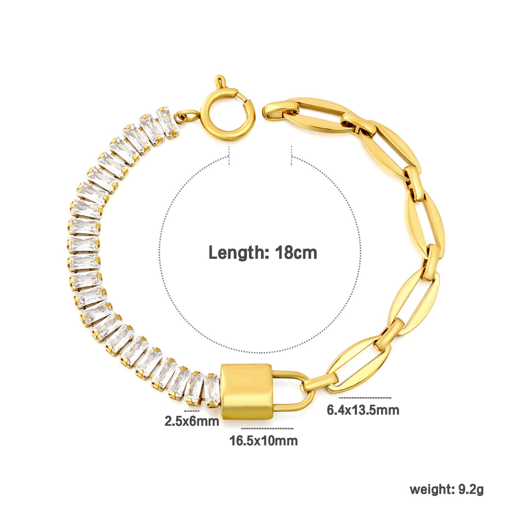 Damen elegante Gliederarmband mit funkelnden Zirkonia und goldplattiertem Design Shop Nory