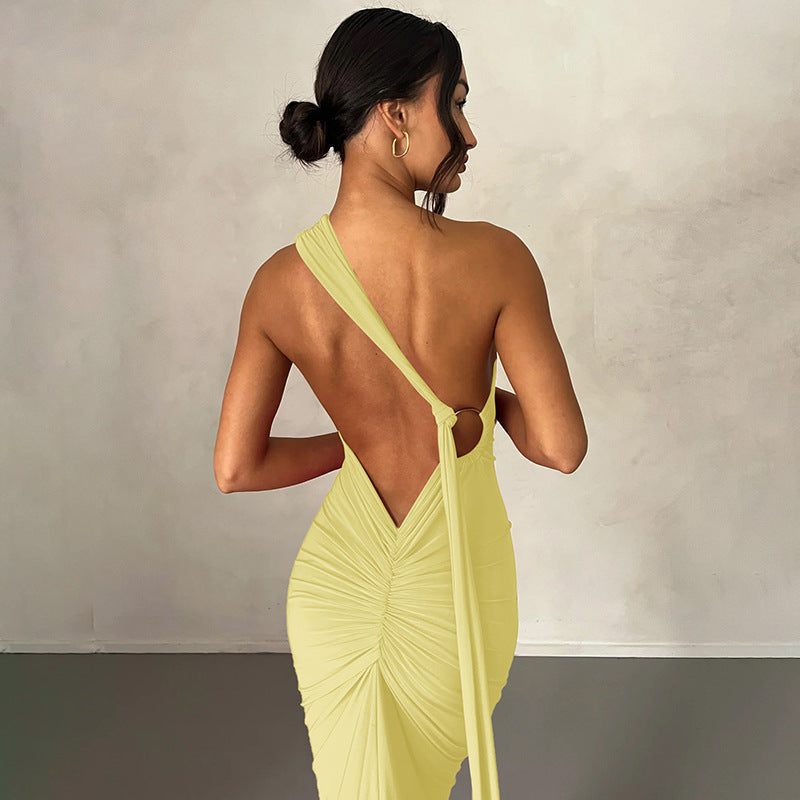 Damen Elegantes One-Shoulder Abendkleid Shopnory