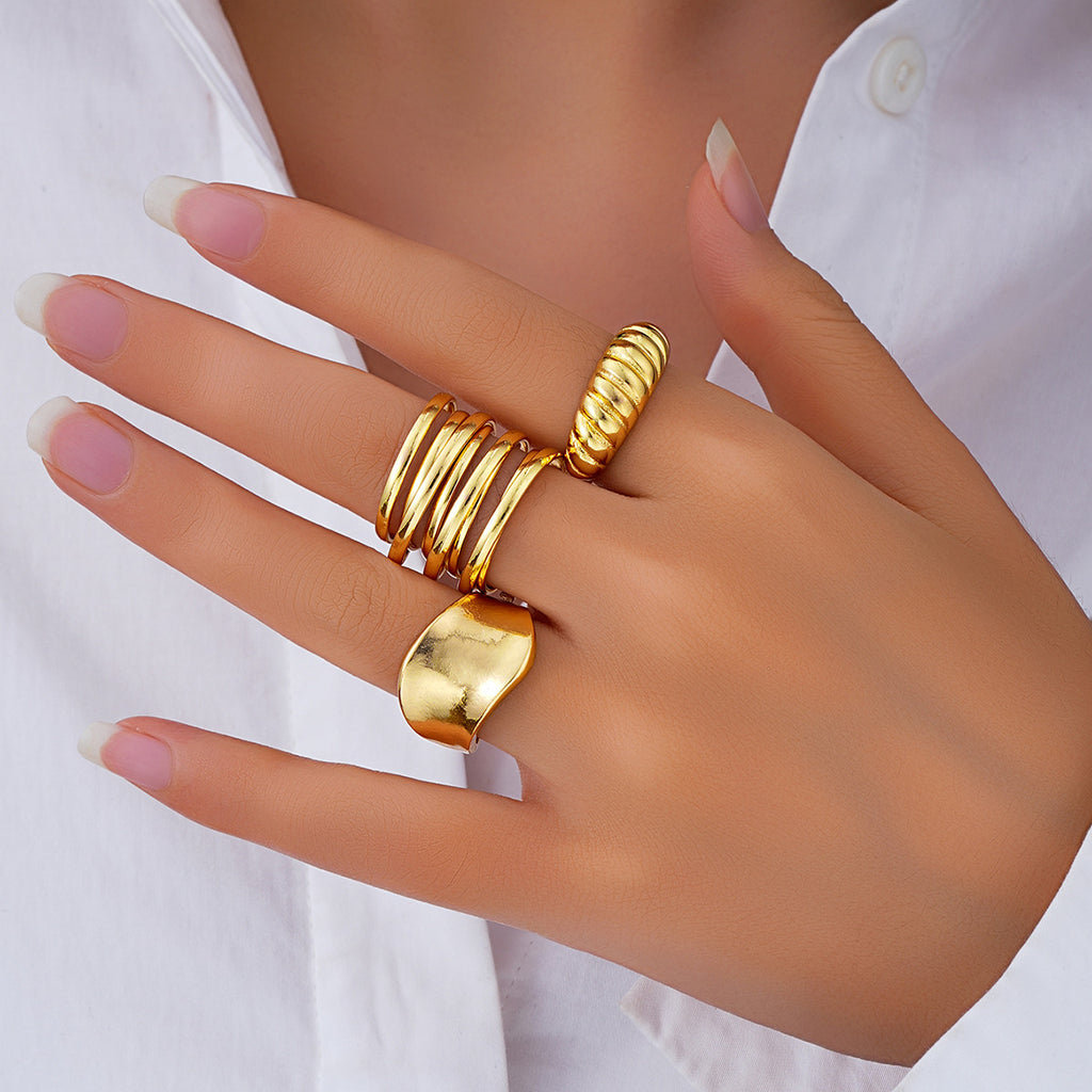 Damen Ring-Set mit geschwungenem und modernem Design Shop Nory