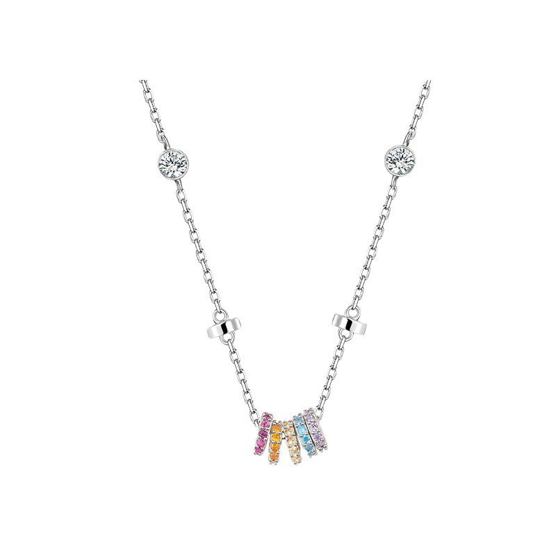 Damen glamouröse Halskette mit bunten Zirkonia-Elementen Shop Nory
