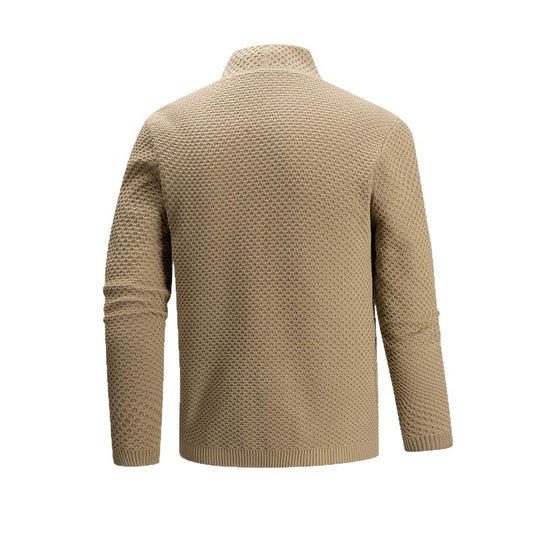 Herren offener Waffelstrick-Cardigan mit Schalkragen, aufgesetzten Taschen und gerippten Bündchen Shop Nory