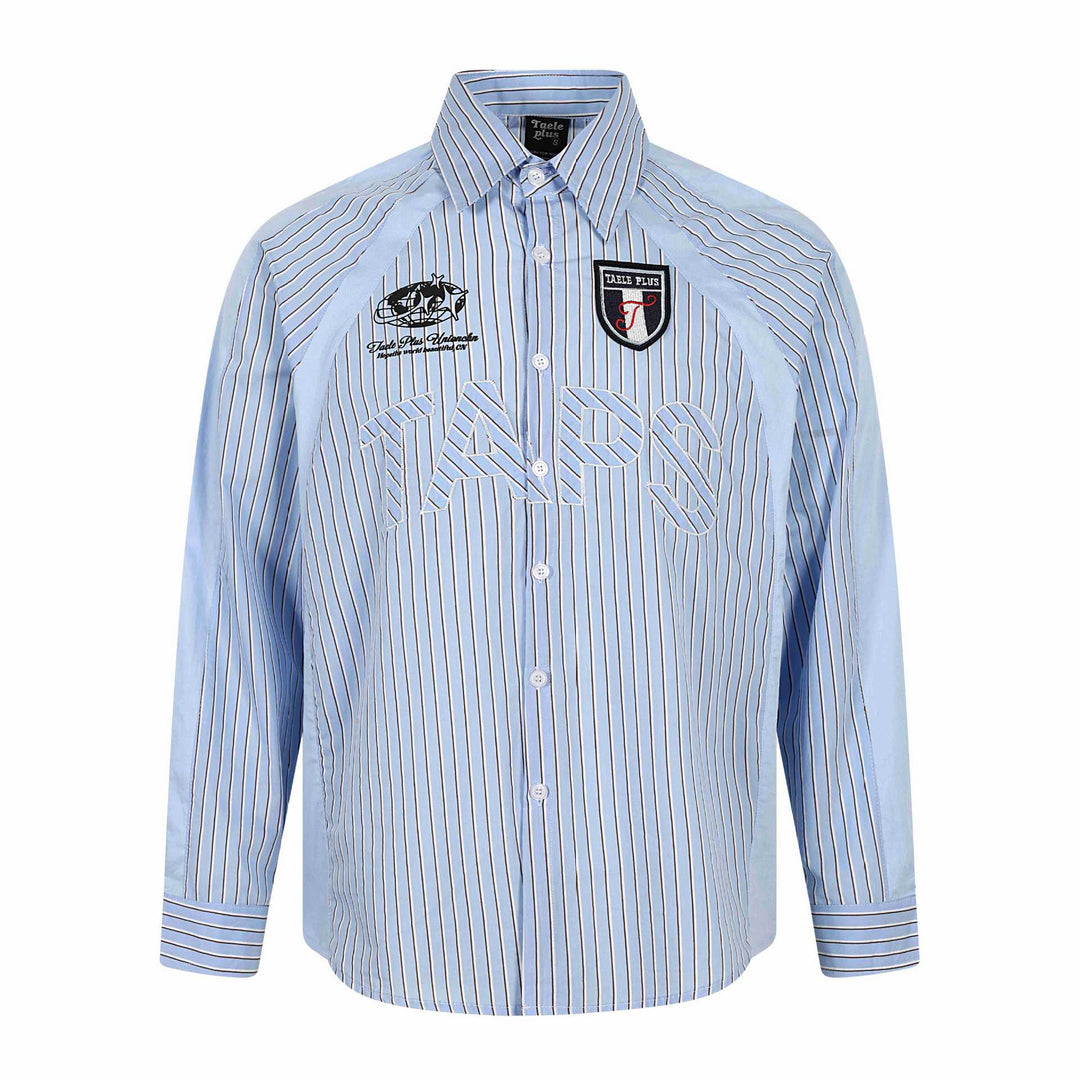 Herren Gestreiftes Baumwollhemd mit Sticklogos und kontrastierenden Passe Shop Nory