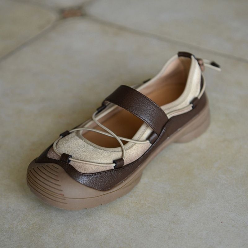 Damen Bequeme Mary-Jane-Sneaker mit Klettverschluss, elastischer Schnürung und profilierter Gummisohle Shop Nory
