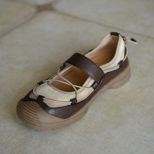 Damen Bequeme Mary-Jane-Sneaker mit Klettverschluss, elastischer Schnürung und profilierter Gummisohle Shop Nory