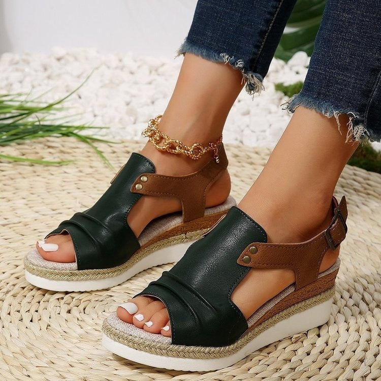 Damen Komfortable Plateau-Sandalen mit Riemen