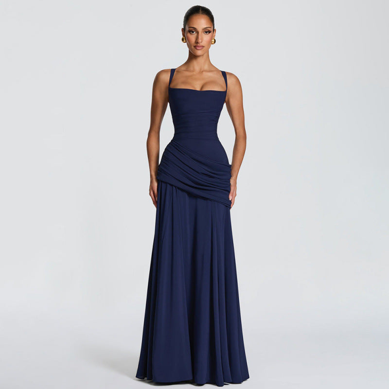 Damen Maxikleid mit dekorativen Rüschendetails und eleganter Taillierung