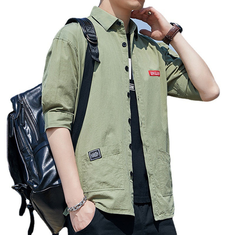 Herren Overshirt‑Hemdjacke im leichten Canvas‑Look mit aufgesetzten Fronttaschen und verkürzten Ärmeln Shop Nory