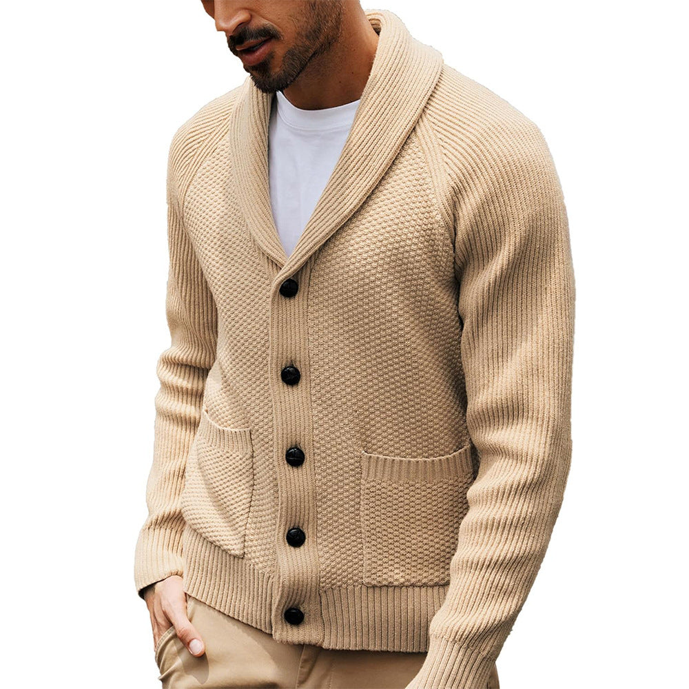 Herren Strickjacke mit Schalkragen und Taschen