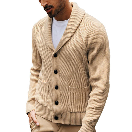 Herren Strickjacke mit Schalkragen und Taschen