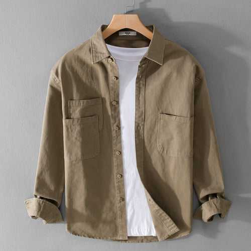 Herren Utility-Overshirt aus Baumwoll-Twill mit doppelten Brusttaschen und legerem Schnitt Shop Nory