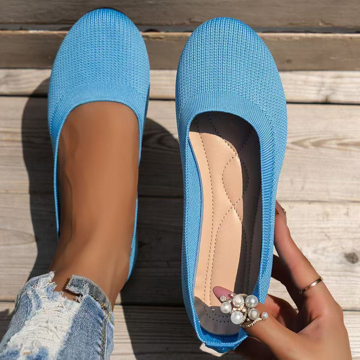Damen bequeme Textil-Ballerinas im modernen Rippendesign Shopnory