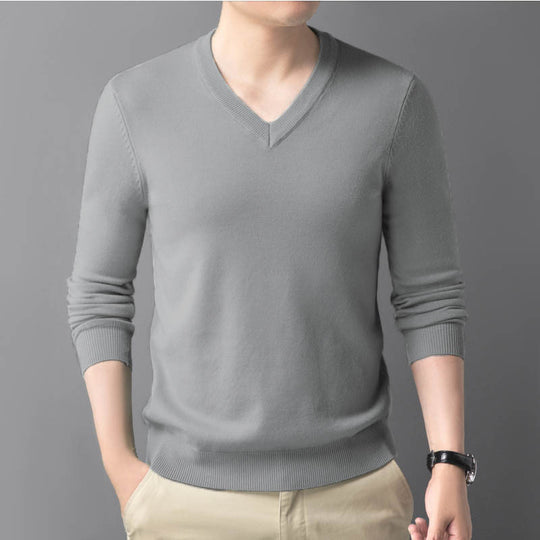 Herren Feiner V‑Ausschnitt Feinstrickpullover in schlanker Passform Shop Nory