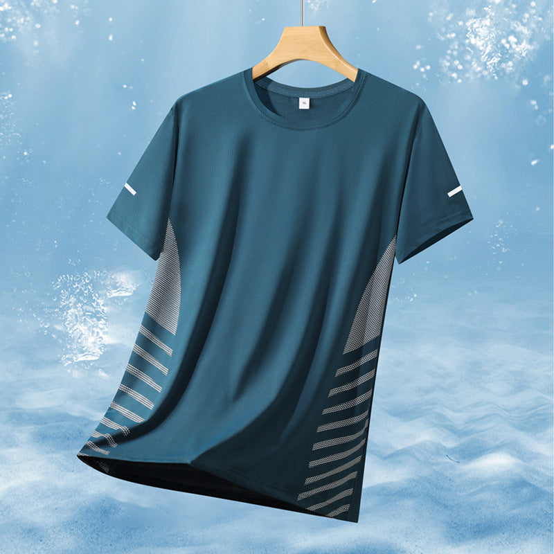 Herren nan atmungsaktives Sportshirt mit Netz-Einsätzen, feuchtigkeitsableitender Funktionsstoff und reflektierenden Streifen