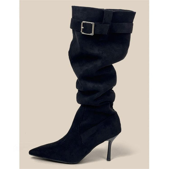 Damen Slouch-Stiefel mit spitz zulaufender Zehenpartie und schmalem Stiletto-Absatz Shop Nory