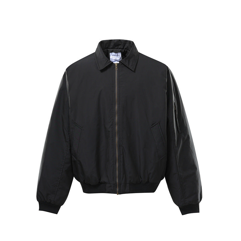 Unisex Kurz geschnittene Boxy‑Bomberjacke mit Reißverschluss, Rippbündchen und Ärmel‑Utilitytasche Shop Nory