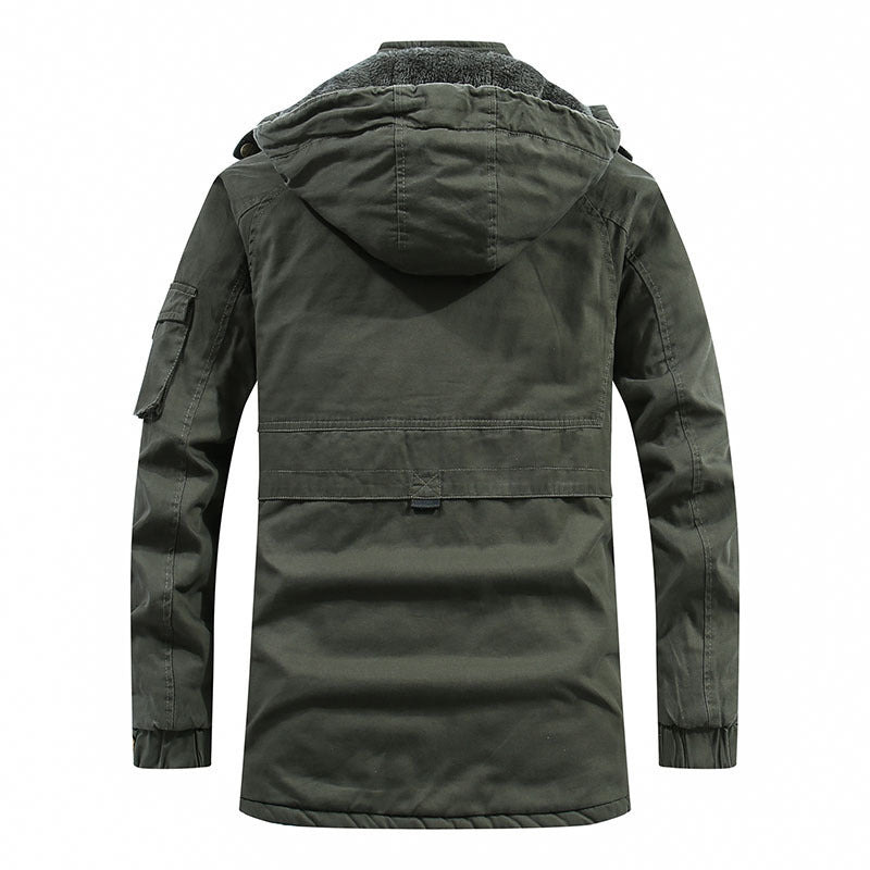 Herren Thermo-Parka aus robustem Canvas mit Teddyfleece-Innenfutter, Kapuze und Ärmeltasche Shop Nory