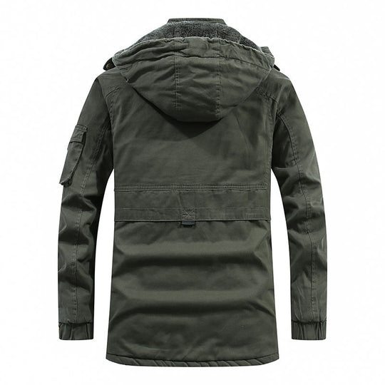 Herren Thermo-Parka aus robustem Canvas mit Teddyfleece-Innenfutter, Kapuze und Ärmeltasche Shop Nory