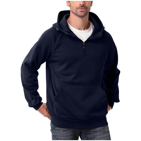 Herren Halbzip-Hoodie mit verstellbarer Kapuze, Kängurutasche und Raglanärmeln Shop Nory