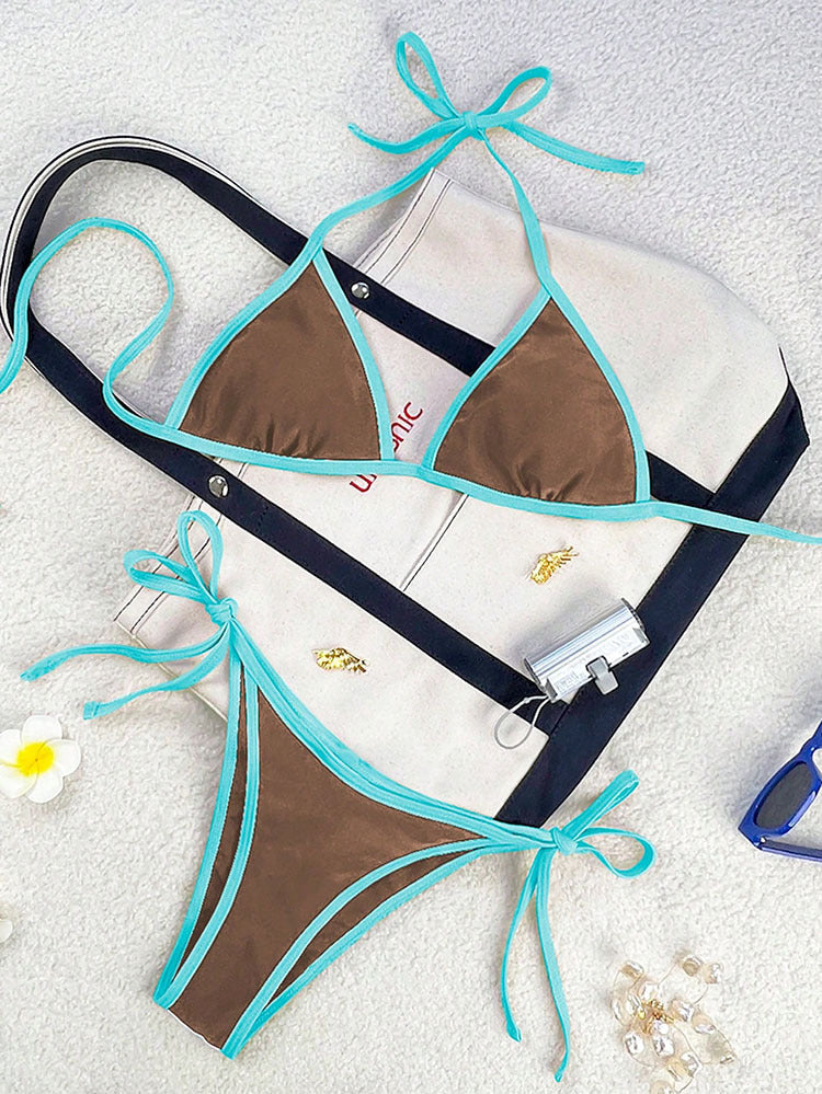 Damen Triangel-Bikini mit verspielten Schleifen