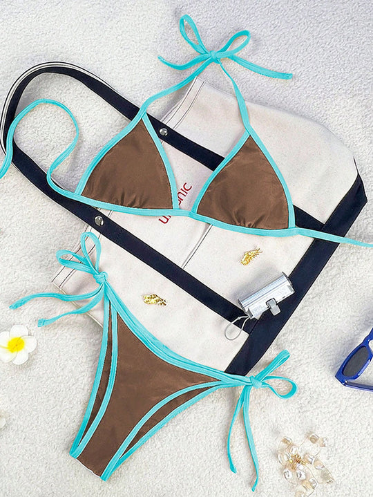 Damen Triangel-Bikini mit verspielten Schleifen