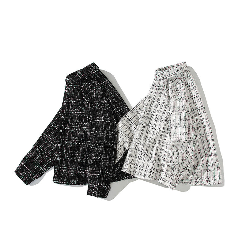 Herren Strukturierte Bouclé-Hemdjacke mit Karo-Jacquard und legerer Passform Shop Nory