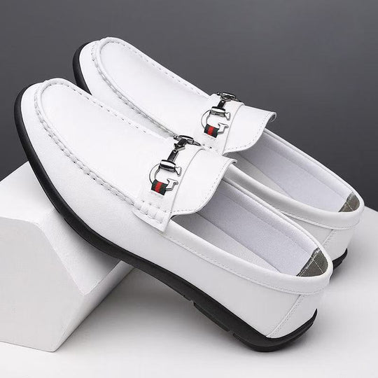 Herren Elegante Lederimitat-Loafer mit Ziernaht und Metallbit-Detail Shop Nory