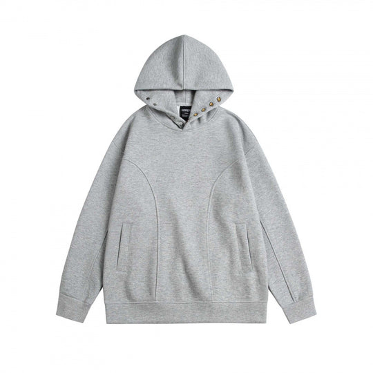 Unisex Oversize-Kapuzenpullover aus melierter Baumwollmischung mit Nietenbesatz und Teilungsnähten Shop Nory