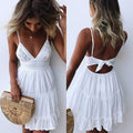 Damen verspieltes Sommerkleid mit Spitzenoberteil und Rüschendetails