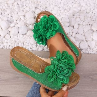 Damen modische Pantoletten mit floralen Applikationen