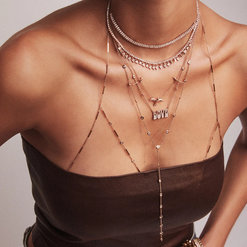Damen Halskette mit funkelnden Zirkonia und verstellbarem Verschluss Shop Nory