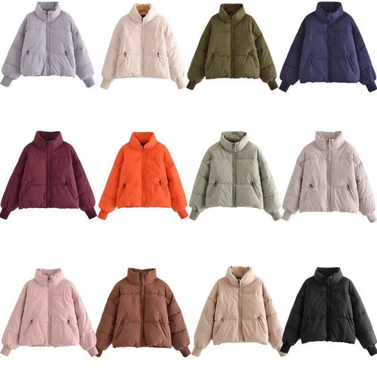 Damen Kurzer Stepp‑Puffer mit hohem Stehkragen und gerippten Bündchen Shop Nory