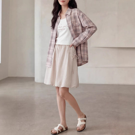 Damen Karierte Bluse mit Langärmeliger Jacke Shop Nory