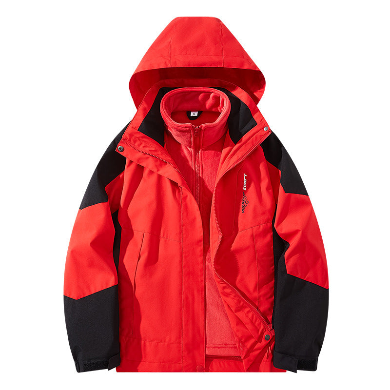 Herren Wasserabweisende zweilagige Trekkingjacke mit abnehmbarer Fleece-Innenjacke und Kapuze Shop Nory