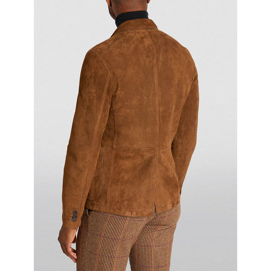 Herren Eleganter Wildlederblazer mit modernen Taschen und lässigem Schnitt