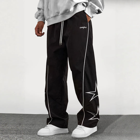 Herren Weite Trackpants mit Kontrastpaspel, Kordelzug und Sternapplikation Shop Nory