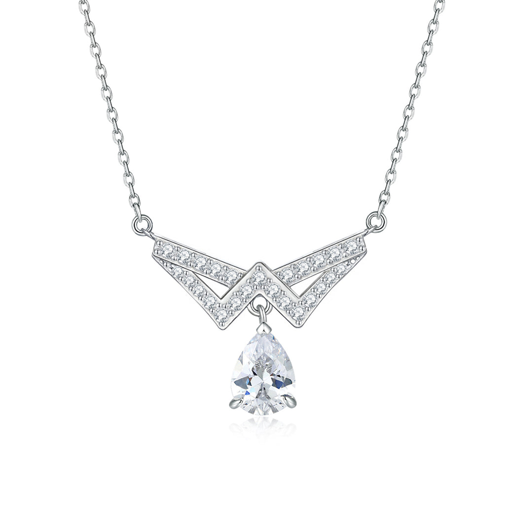 Damen Halskette mit funkelndem Zirkonia und tropfenförmigem Anhänger Shop Nory